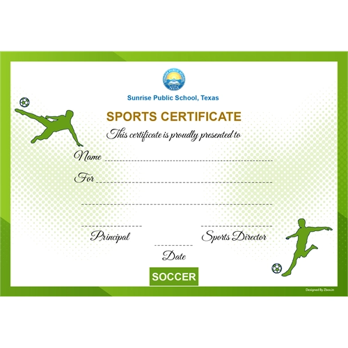 School Sports Award Certificate Soccer A4 Size | Use on Laser Printer
